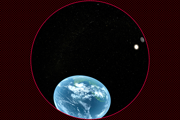 The sun and moon as seen from Earth sky