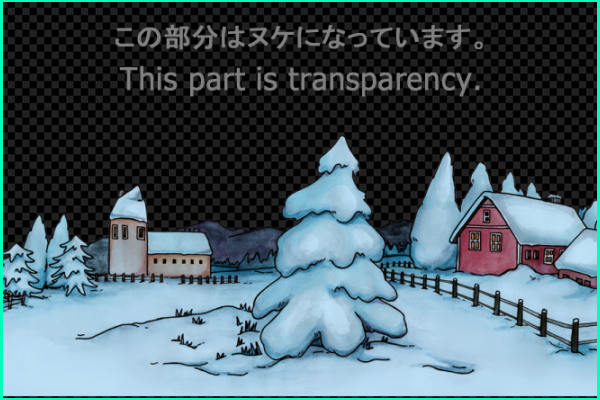 Rural town in snow scene(Manga Style)