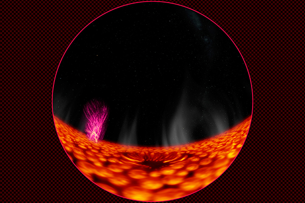 太陽表面から内部へ移動