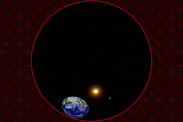 地球と月と太陽の大きさ比べ