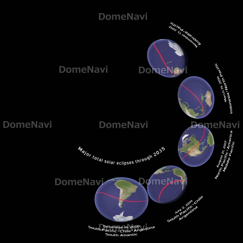 2012年~35年までの皆既日食（英語表示）